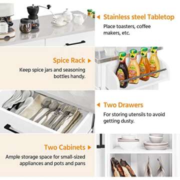 Yaheetech Kitchen Island Cart with Storage & Countertop