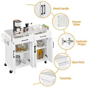 Yaheetech Kitchen Island Cart with Storage & Countertop