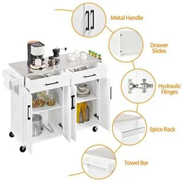 Yaheetech Kitchen Island Cart with Storage & Countertop