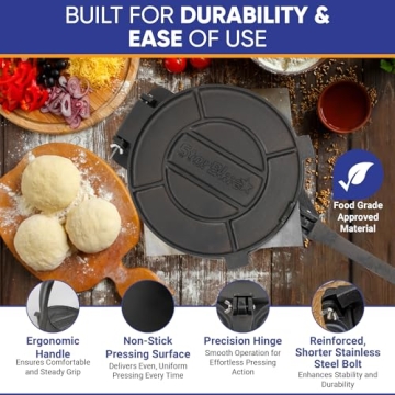 10 Inch Cast Iron Tortilla Press for Perfect Tortillas and More