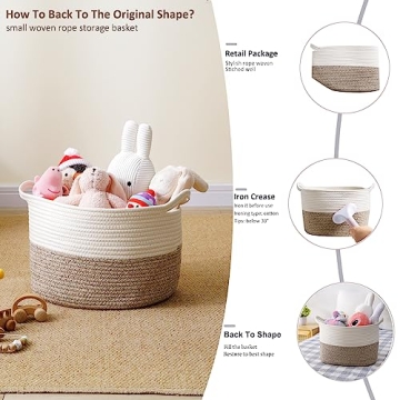 JIA QAQ Hand-Made Rope Small Storage Basket for Home