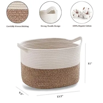 JIA QAQ Hand-Made Rope Small Storage Basket for Home
