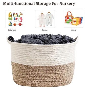 JIA QAQ Hand-Made Rope Small Storage Basket for Home