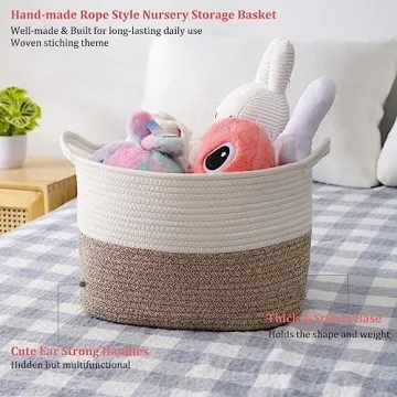 JIA QAQ Hand-Made Rope Small Storage Basket for Home