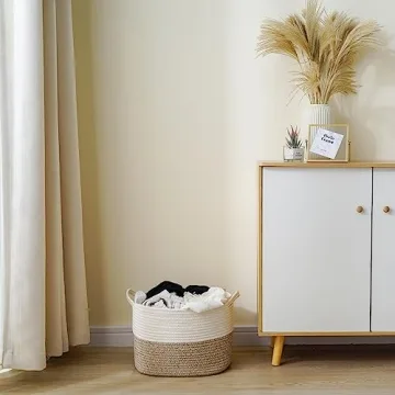 JIA QAQ Hand-Made Rope Small Storage Basket for Home