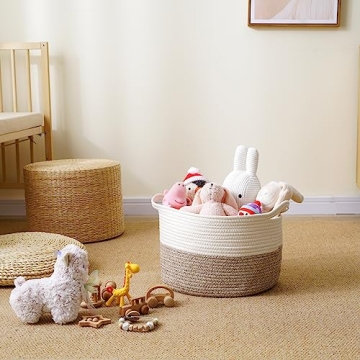 JIA QAQ Hand-Made Rope Small Storage Basket for Home