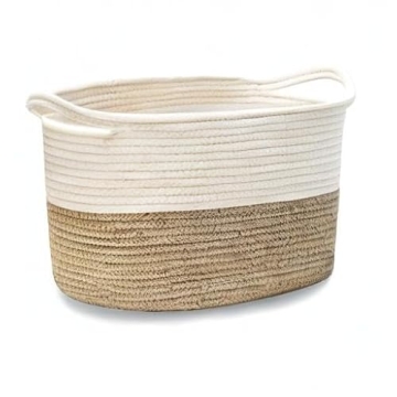 JIA QAQ Hand-Made Rope Small Storage Basket for Home