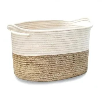 JIA QAQ Hand-Made Rope Small Storage Basket for Home