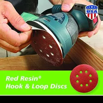 Gator 5" Random Orbit Hook & Loop Red Resin Aluminum Oxide Sanding Discs, 8-Hole, 220 Grit, 50 Pack