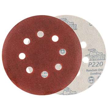 Gator 5" Random Orbit Hook & Loop Red Resin Aluminum Oxide Sanding Discs, 8-Hole, 220 Grit, 50 Pack