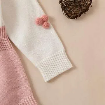 Ursobutegl Knitted Baby Girl Romper - Cozy Fall Winter Style