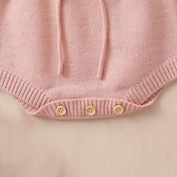 Ursobutegl Baby Girl Knitted Romper Sweater Long Sleeve Knit Embroidery Floral Onesie Bodysuits Warm Fall Winter Clothes (Love Heart-pink, 0-3 Months)