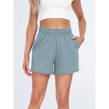 AUTOMET Womens Sweat Shorts Casual Summer Drawstring Comfy Elastic High Waist Running Clothes with P...