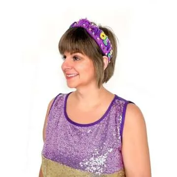 NVENF Mardi Gras Headbands for Women Crown Mask Headband Green Purple Yellow Rhinestone Jeweled Knot...