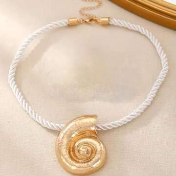 YANCHUN Shell Necklace Gold Seashell Necklace Starfish Conch Pandent Necklace Statement Trendy Jewelry Mermaid Beach Accessories Summer Stuff Dresses Accessories