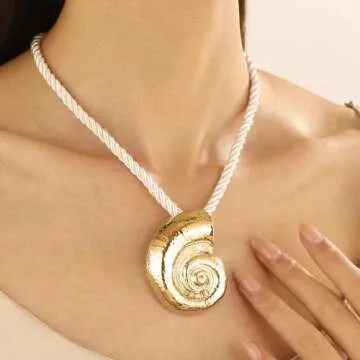 YANCHUN Shell Necklace Gold Seashell Necklace Starfish Conch Pandent Necklace Statement Trendy Jewelry Mermaid Beach Accessories Summer Stuff Dresses Accessories