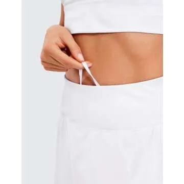 CRZ YOGA Pleated Tennis Skorts Skirts for Women with Pockets 13'' - High Waisted Golf Skirts Workout Casual Skirts White Medium