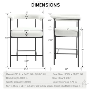 Stylish HEAH-YO Modern Sherpa Bar Stools Set of 2