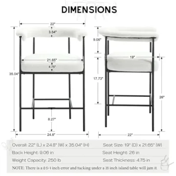 Stylish HEAH-YO Modern Sherpa Bar Stools Set of 2