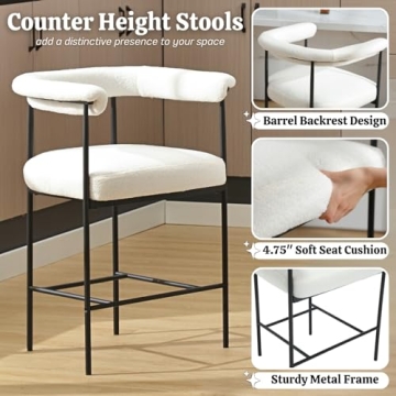 Stylish HEAH-YO Modern Sherpa Bar Stools Set of 2