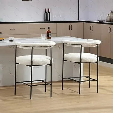 Stylish HEAH-YO Modern Sherpa Bar Stools Set of 2