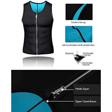 NonEcho Men Sauna Vest Hot Sweat Waist Trainer Corset Neoprene Tank Top Shapewear Slimming Shirt Wor...