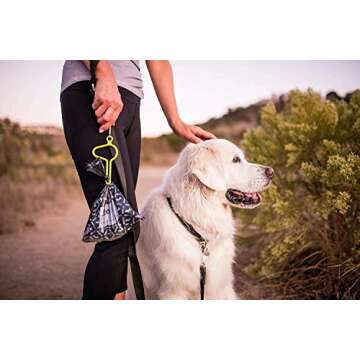 The dooloop Hands Free Dog Poop Holder - Carry Pet Waste Bag with Attachable Leash Accessory for Dog Walking. Now made with Recycled/Recyclable Plastic. Maine, USA (Blue)