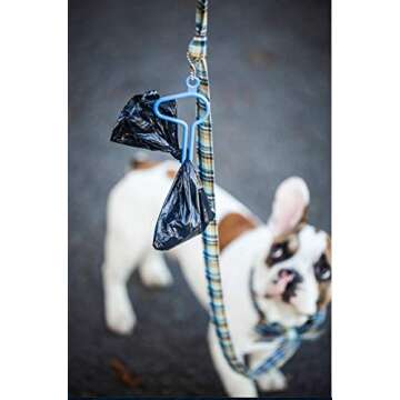 The dooloop Hands Free Dog Poop Holder - Carry Pet Waste Bag with Attachable Leash Accessory for Dog Walking. Now made with Recycled/Recyclable Plastic. Maine, USA (Blue)