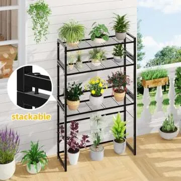 Stackable 3 Tier Metal Plant Stand for Indoor Outdoor Use