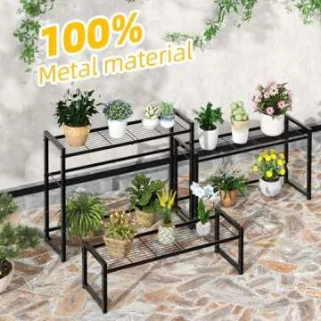 Stackable 3 Tier Metal Plant Stand for Indoor Outdoor Use