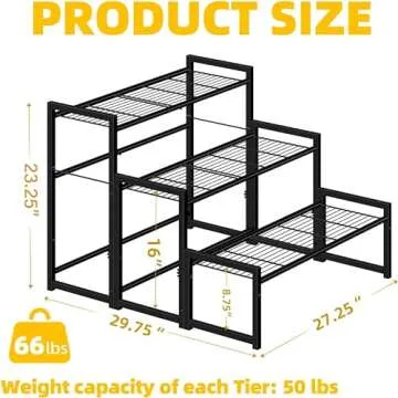 Stackable 3 Tier Metal Plant Stand for Indoor Outdoor Use
