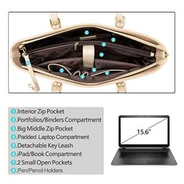 LOVEVOOK Leather Laptop Tote Bag for Women