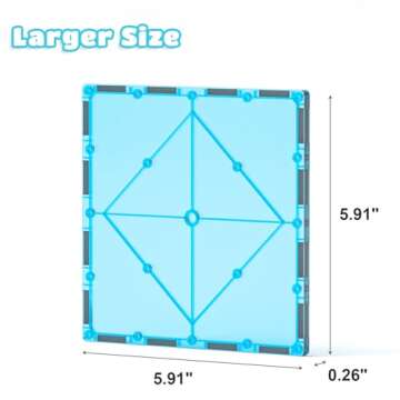 Bmag 4 Piece Large Square Magnetic Tiles for Kids