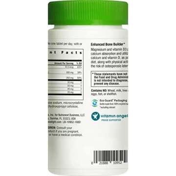 Rainbow Light Calcium With Magnesium and Vitamin D3 Tablets, Dietary Supplement Provides Bone Health and Teeth Support, With Calcium, Magnesium and Vitamin D, Vegetarian and Gluten Free, 180 Count