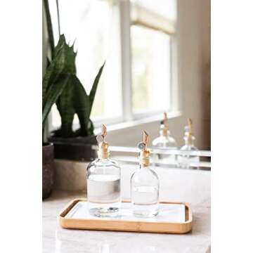 Rail19 Small Clear Glass Mouthwash Dispenser with Metal Pour Spout | Cooking Oil and Vinegar Dispenser - Perfect for The Bathroom, Kitchen and Tabletop, 8oz