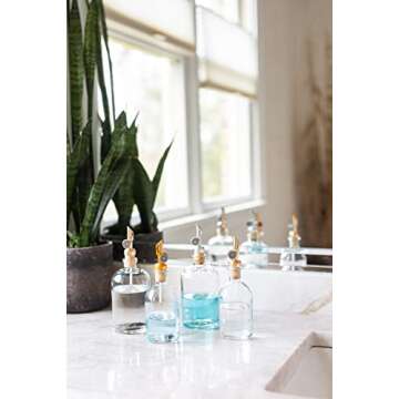 Rail19 Small Clear Glass Mouthwash Dispenser with Metal Pour Spout | Cooking Oil and Vinegar Dispenser - Perfect for The Bathroom, Kitchen and Tabletop, 8oz