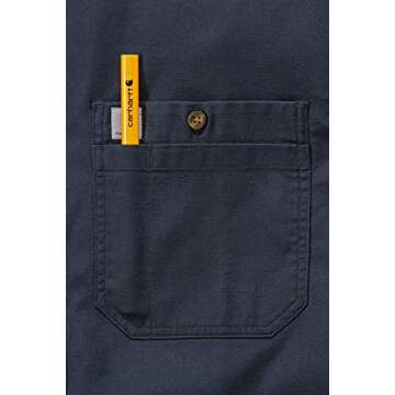 Carhartt mens Rugged Flex Rigby Short Sleeve (Big & Tall) Work Utility Button Down Shirt, Navy, X-Large Big Tall US