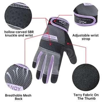 HANDLANDY Women Touchscreen Work Gloves - Breathable & Comfortable