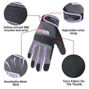 HANDLANDY Women Touchscreen Work Gloves - Breathable & Comfortable