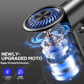 MBTTODF Cordless Vacuum Cleaner, 80000 RPM High-Speed Brushless Motor Powerful Vacuum Cleaners for H...