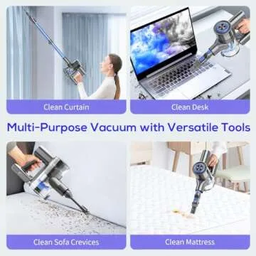 MBTTODF Cordless Vacuum Cleaner, 80000 RPM High-Speed Brushless Motor Powerful Vacuum Cleaners for Home, Up to 40 Mins Runtime, Stick Vacuum with 4* LED & Rechargeable 2600 mAh Battery