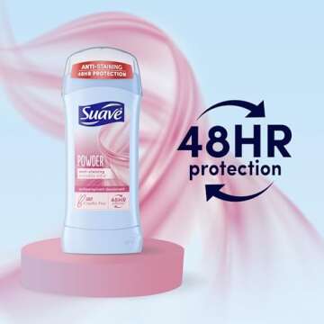 Suave Deodorant Antiperspirant for Women, Variety Pack – Powder + Fresh, Invisible Solid, 48H Protection, Anti-Staining, 2.6 Oz Ea (2 Piece Set)