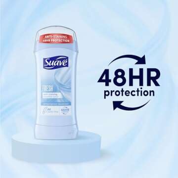 Suave Deodorant Antiperspirant for Women, Variety Pack – Powder + Fresh, Invisible Solid, 48H Protection, Anti-Staining, 2.6 Oz Ea (2 Piece Set)