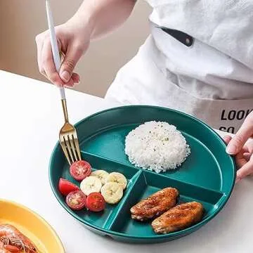 K Y KANGYUN 5 PCS Unbreakable Divided Plates for Adults, 9-Inch