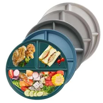 K Y KANGYUN 5 PCS Unbreakable Divided Plates for Adults
