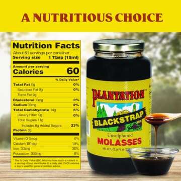Plantation Blackstrap Molasses - Unsulfured, 31 oz | Rich Flavor & Health Benefits