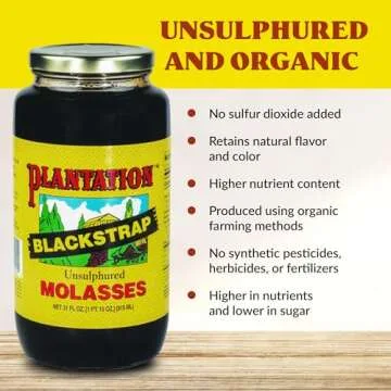 Plantation Blackstrap Molasses - Unsulfured 31 oz for Baking