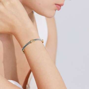 Stylish QIAOZILI Adjustable Twisted Cable Cuff Bangle Bracelet - Perfect Gift for Women