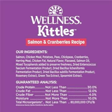 Wellness Kittles Natural Grain Free Cat Treats, Salmon & Cranberries, 6-Ounce Bag