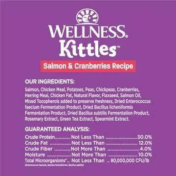 Wellness Kittles Natural Grain Free Cat Treats, Salmon & Cranberries, 6-Ounce Bag